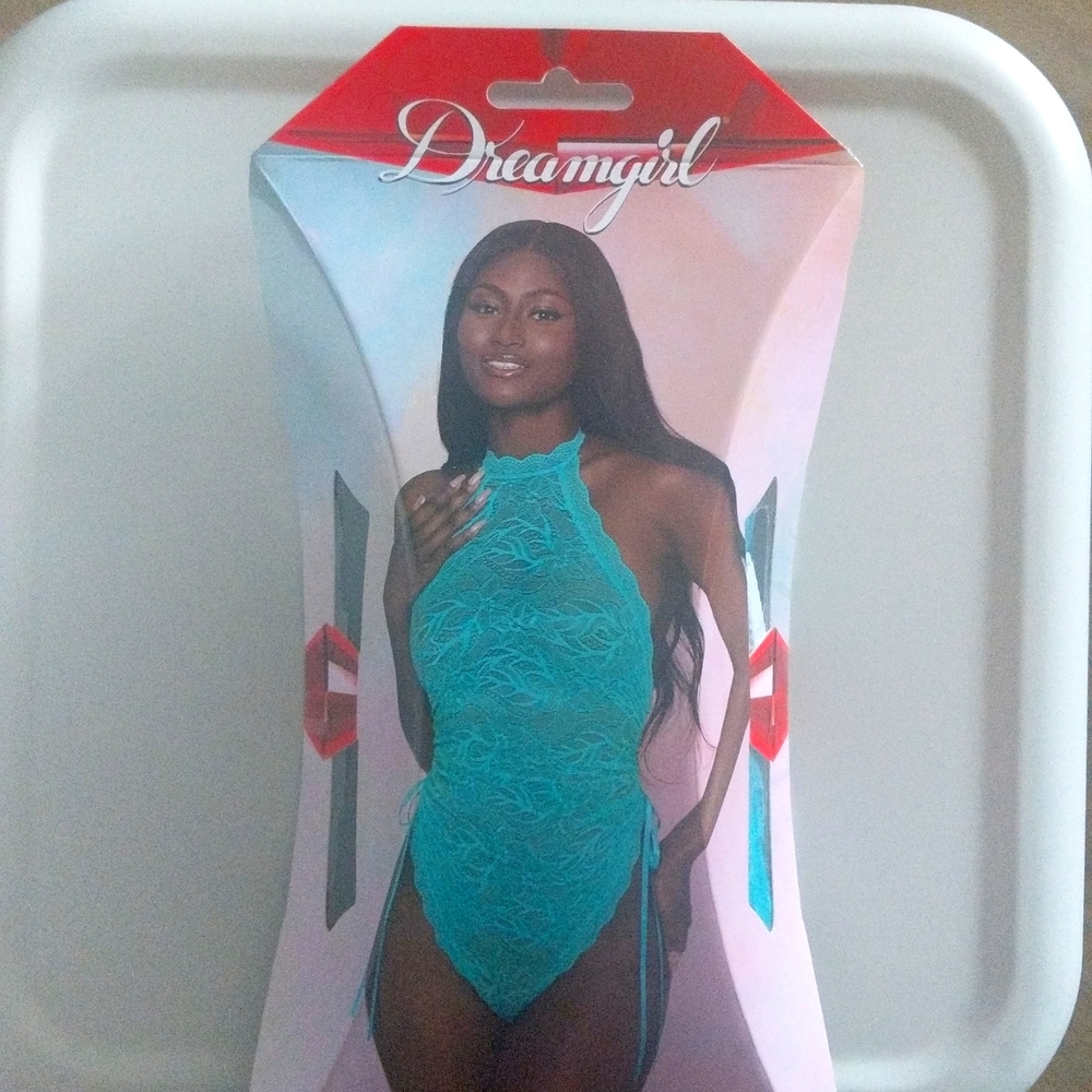 New, Never Opened Dreamgirl Ocean Blue Halter Lace Teddy
